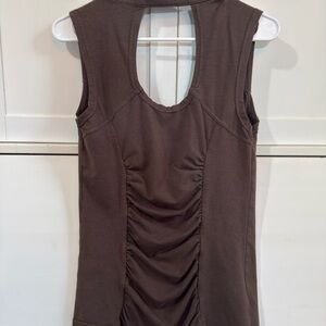 Nomads Hemp Wear Women’s Brown Sleeveless Fitted Ruched Vest Tank Top